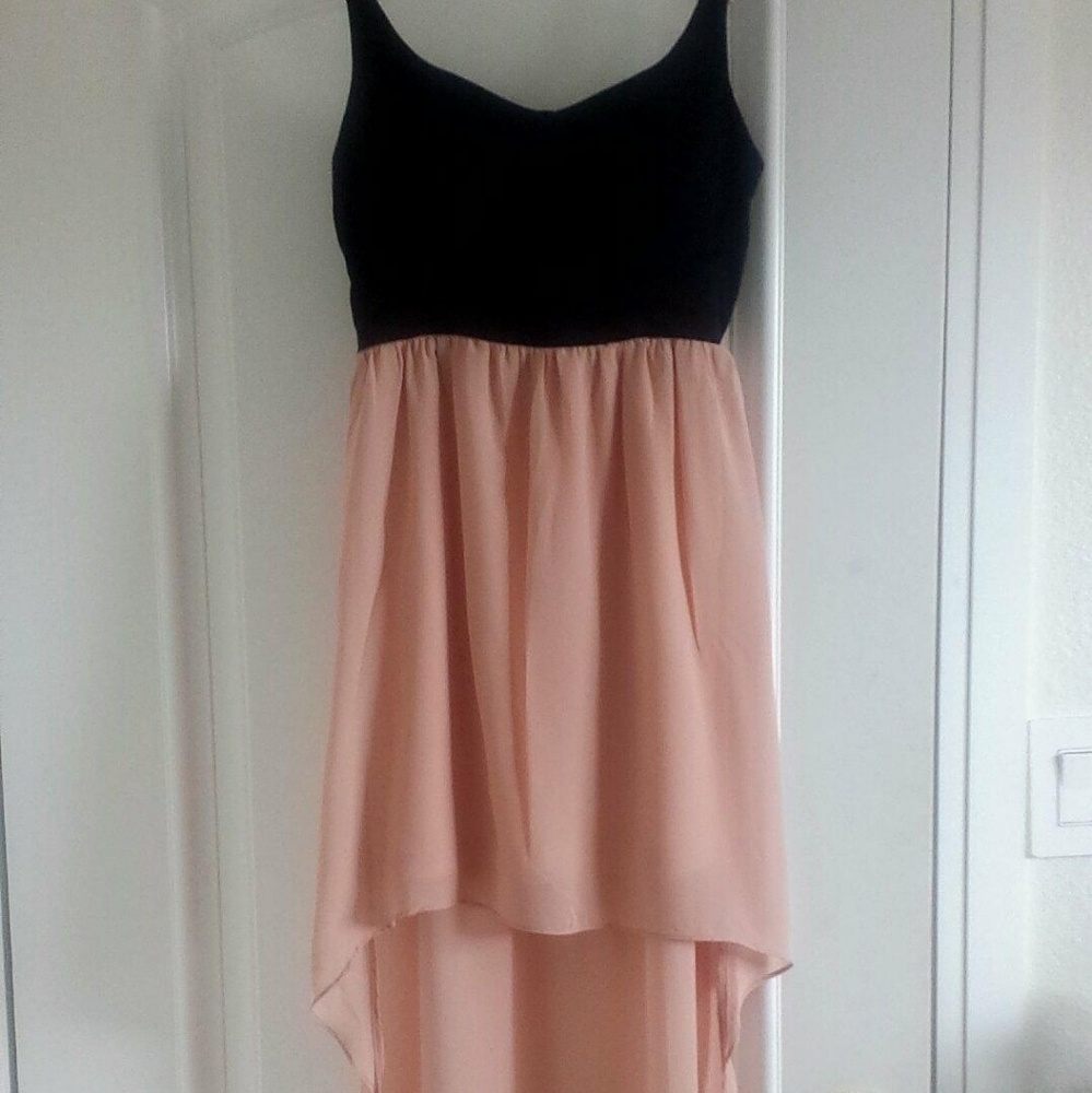 Peach/Black Hi-Low Bustier Dress (Small)